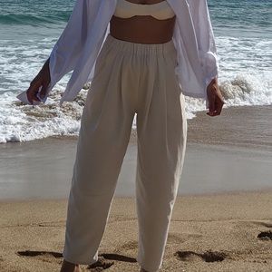 Na Nin Lena Silk Canvas Pant in Cream